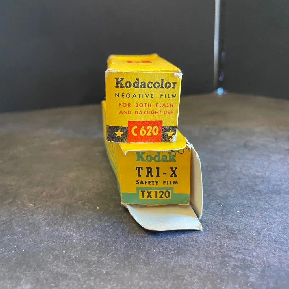Vintage Camera Film Prop Lot Kodak Kodaslide Kodachrome Tri-X Polaroid Boxed